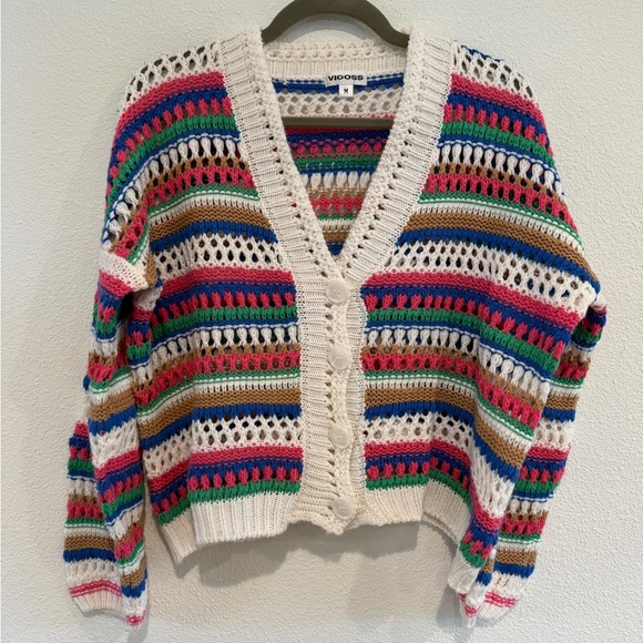 Vigoss Multicolor Striped V-Neck Sweater - Picture 3 of 8